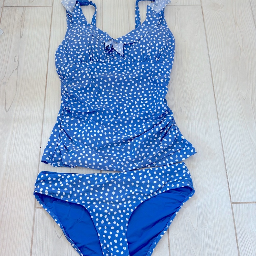 Two piece tankini with ruching
